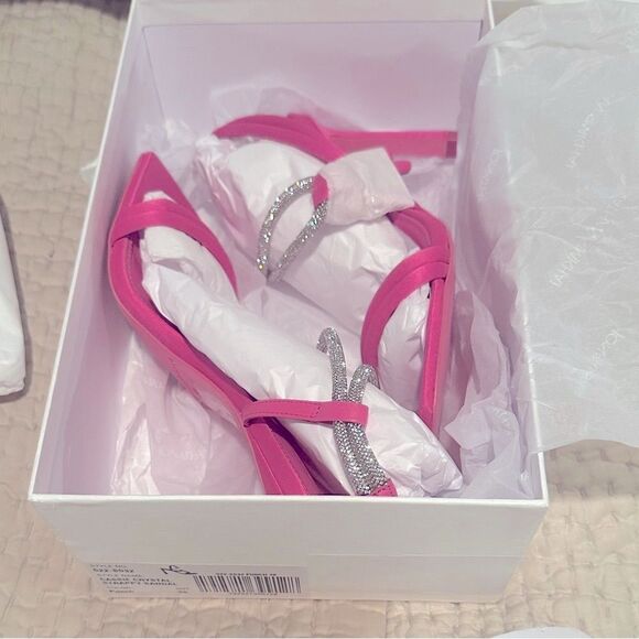 Jonathan Simkhai Cassie Crystal Strappy Sandals, Pink Size 38 New in Box $595 - Picture 13 of 14